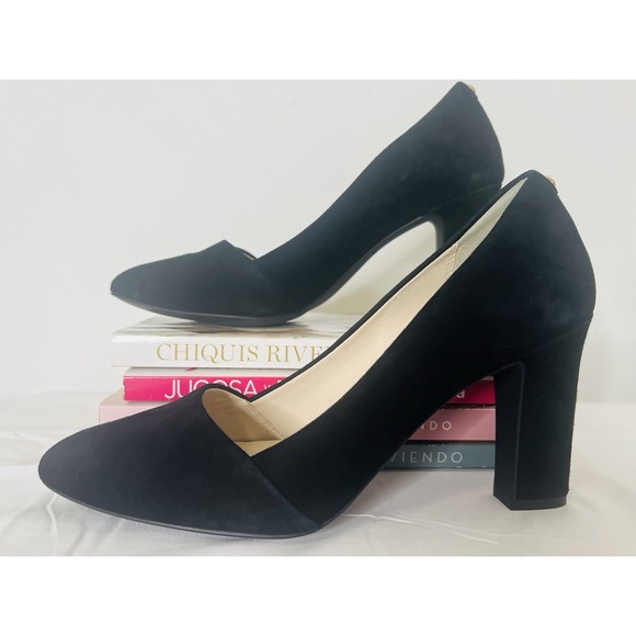 Cole Haan Shoes - Cole Haan Kinslee Black Suede Slip On Round Toe Dressy Pumps Heels Shoes Size 8